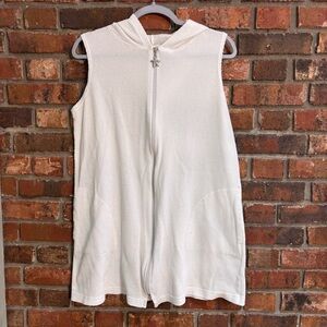 Jordan Taylor womens waffle knit full zip starfish swim coverup white L